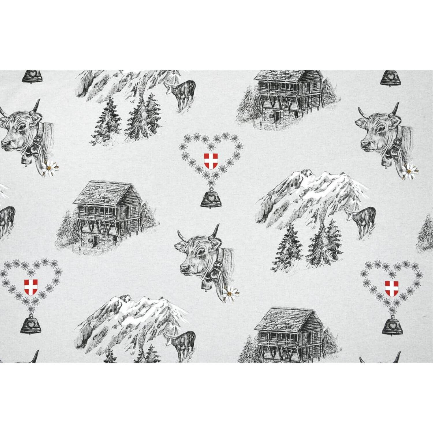 Toile - Chalets de montagne Effet lin Gris-1 Toile - Chalets de montagne Effet lin Gris-1