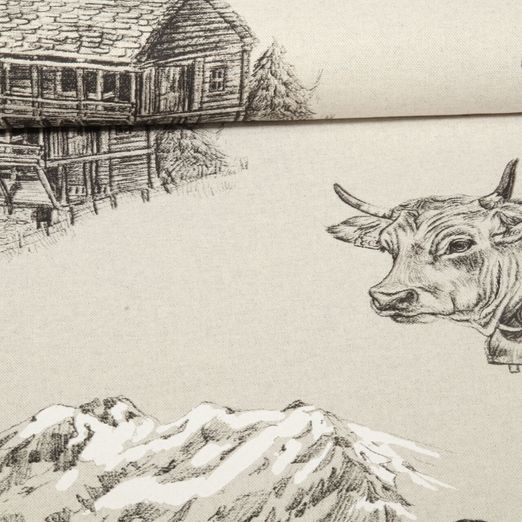 Toile - Chalets de montagne Effet lin Gris