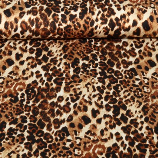 Satin de viscose - Léopard Beige