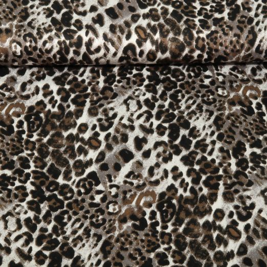 Satin de viscose - Léopard Gris