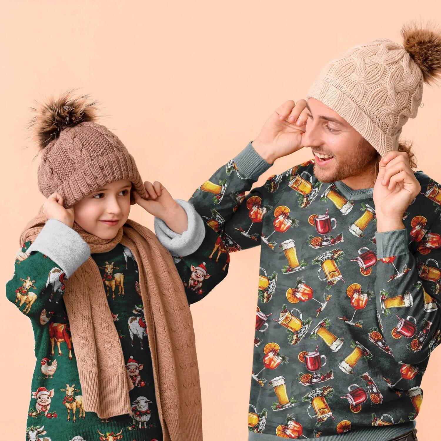 Sweat été - Impression digitale French Terry Boissons de Noël Gris Gratté-1 Sweat été - Impression digitale French Terry Boissons de Noël Gris Gratté-1