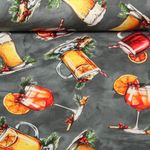 Sweat été - Impression digitale French Terry Boissons de Noël Gris Gratté