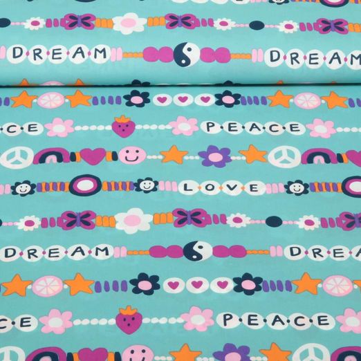 Popeline de coton - Love Turquoise