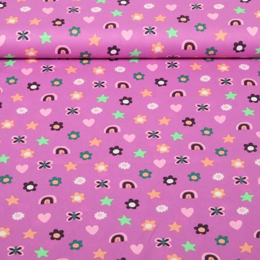 Popeline de coton - Love Coeurs Violet
