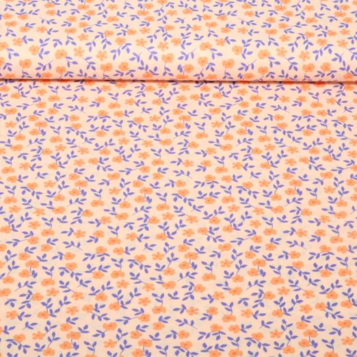 Popeline de coton bio - Petites fleurs Rose clair