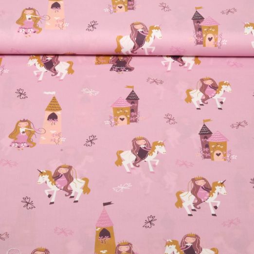 Popeline de coton - Princesses Vieux rose