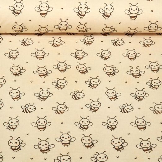 Jersey - Impression digitale Petites abeilles Beige clair Mélange
