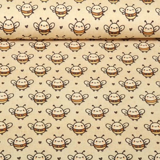 Jersey - Impression digitale Petits bourdons Beige Mélange