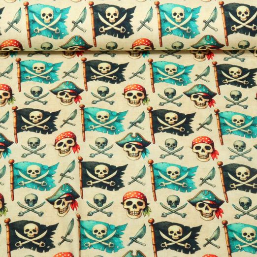 Jersey - Impression digitale Drapeaux de pirates Beige Multicolore
