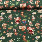 Jersey - Impression digitale Père Noël et animaux Vert