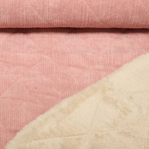 Velours côtelé Fausse fourrure - Matelassé Vieux rose Ecru 