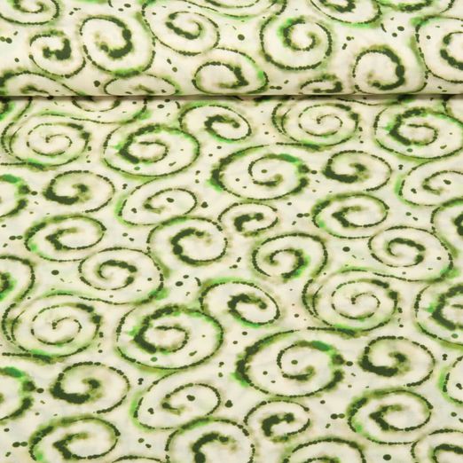 Popeline viscose - Impression digitale Tie Dye Vert