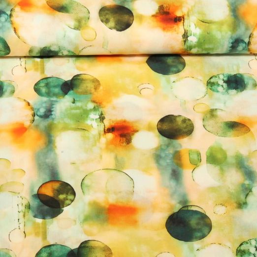Popeline viscose - Impression digitale Aquarelle Vert
