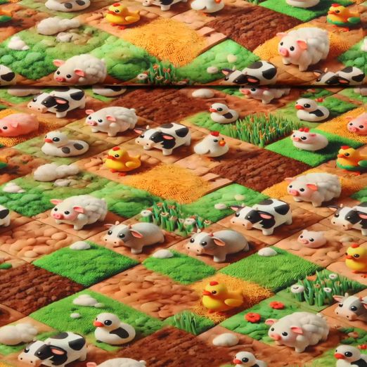 Baumwoll-Popeline - Digitaldruck Farmtiere Multicolor