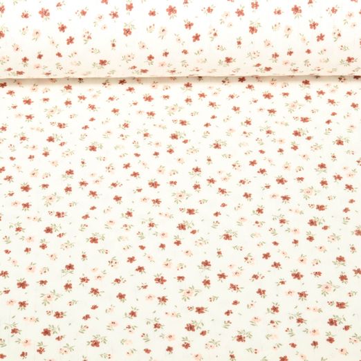 Jersey - Ajour Kleine  Blumen Offwhite