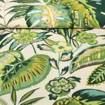 Toile enduite aspect lin - Motif feuilles Blanc vert Toile enduite aspect lin - Motif feuilles Blanc vert