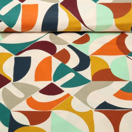 Baumwoll-Cretonne - Formen Ecru Multicolor