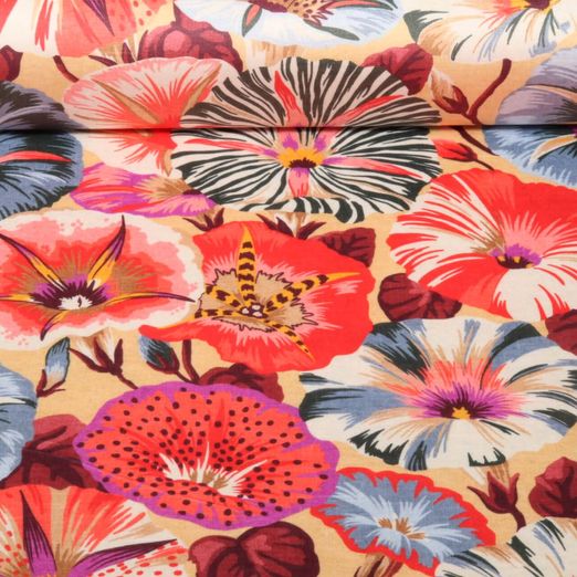 Velours - Fleurs Beige Multicolore
