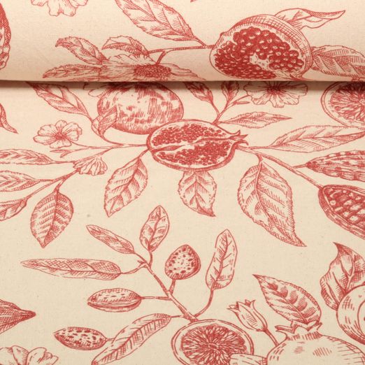 Coton - Torchon de cuisine Grenade Beige Rouge