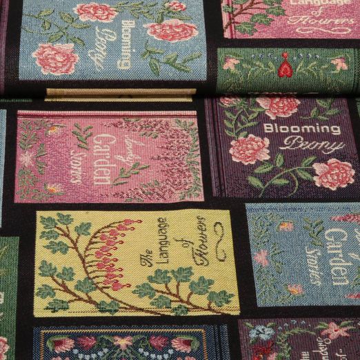 Gobelin - Livres et fleurs Noir