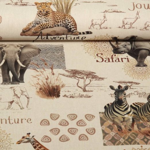 Toile de coton canevas - Imp. digi. Safari Beige