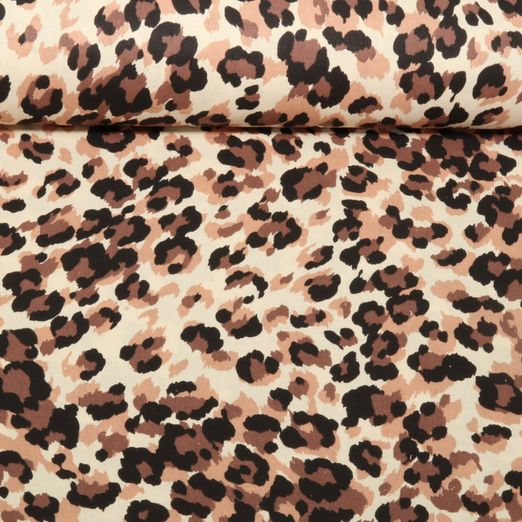 Cretonne de coton - Motif léopard Beige