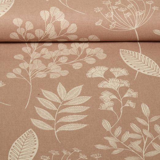 Toile canevas aspect lin - Branches Sable