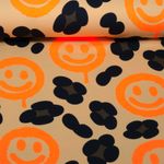 Sommersweat - French Terry Leo Smileys Orange Beige Sommersweat - French Terry Leo Smileys Orange Beige