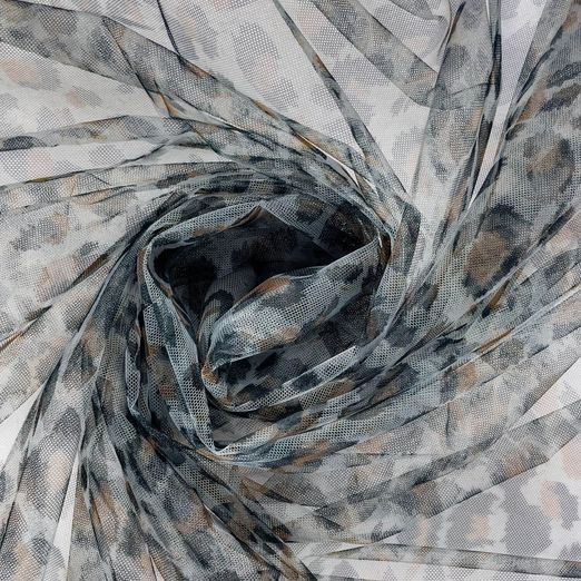 Tulle souple - Léopard Gris