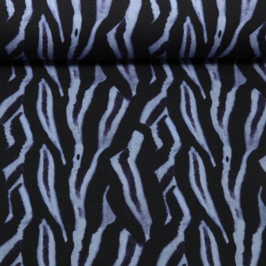 Sweat gratté - French Terry Impr. digi. Zèbre Bleu