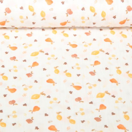 Gaze de coton - Double - Impression digitale Fruits Orange