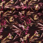 Satin de viscose - Impression digitale Feuilles Bordeaux