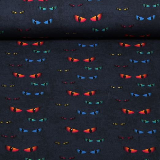 Jersey - Impression digitale Yeux de chats Bleu marine