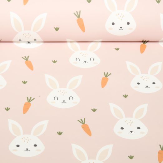 Tissu imperméable - Aqua protect Impr. digitale Lapins Rose