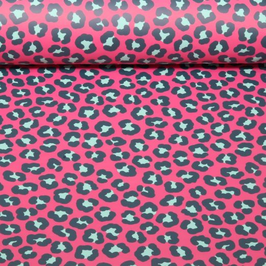 Tissu imperméable - Aqua protect Impr. digitale Léopard Fuchsia