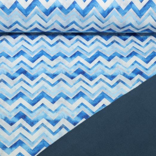 Softshell - Impression digitale Zigzag Blanc Bleu