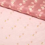 Tulle souple - Fleurs brodées Vieux rose