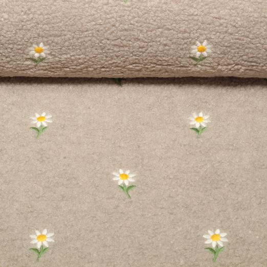 Polaire teddy - Fleurs brodées Beige