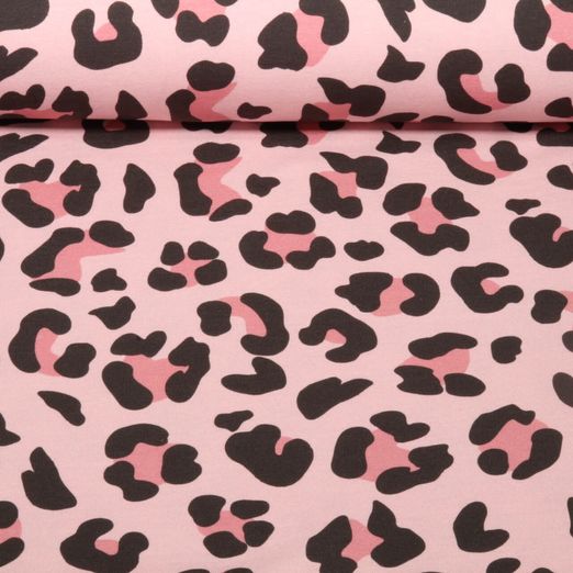 Sweat d'été - French Terry Imp. digi. Léopard Rose