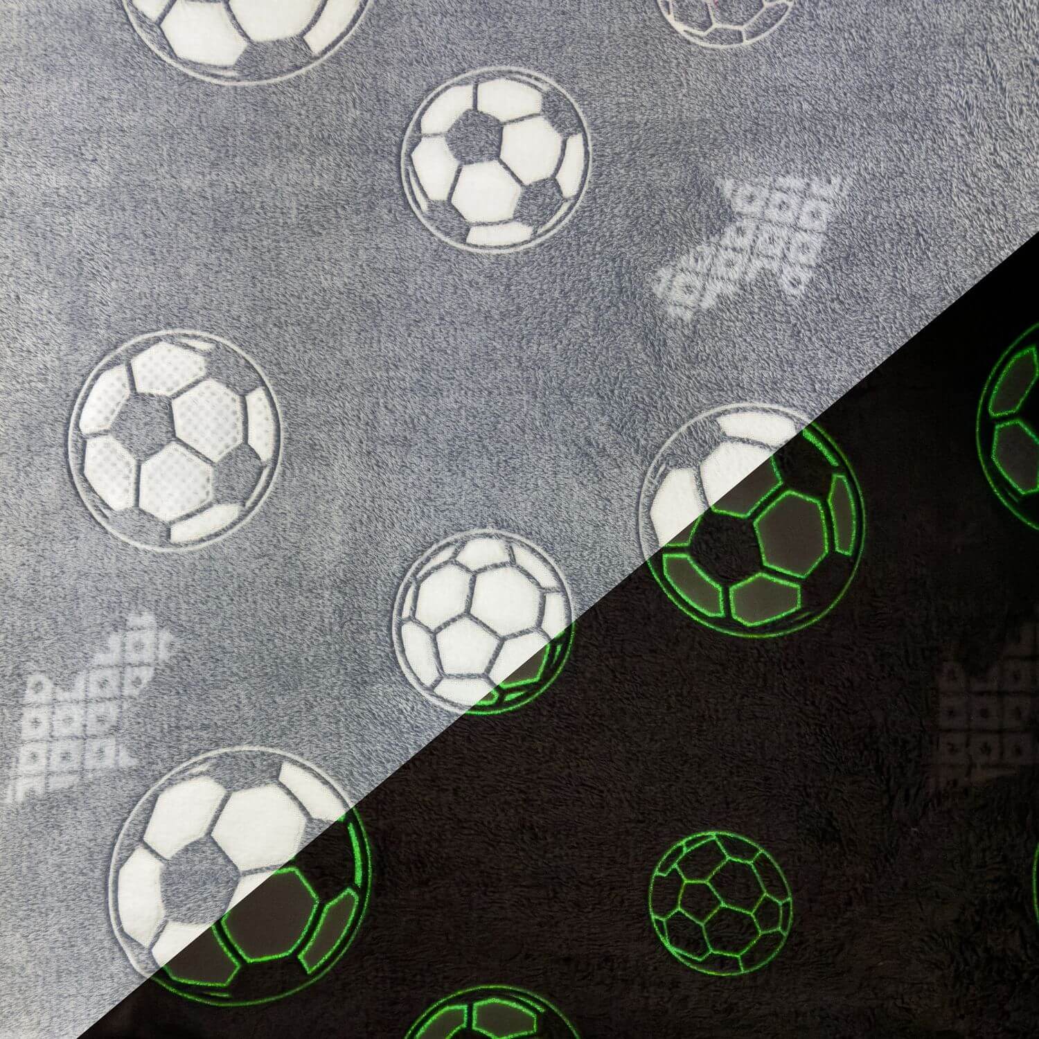 Wellness Fleece - Glow in the Dark Fußball Grau-1 Wellness Fleece - Glow in the Dark Fußball Grau-1