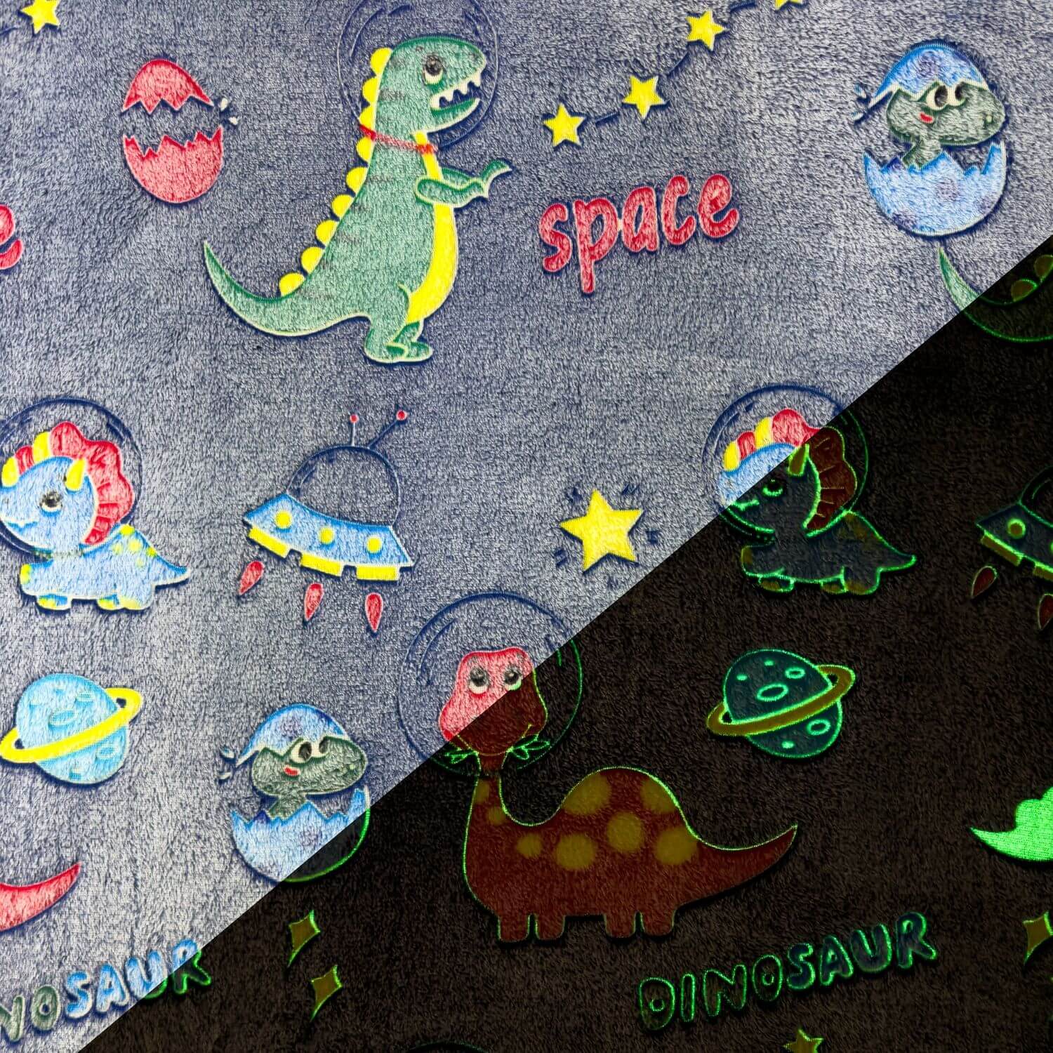 Wellness Fleece - Glow in the Dark Space Dinos Blau-1 Wellness Fleece - Glow in the Dark Space Dinos Blau-1