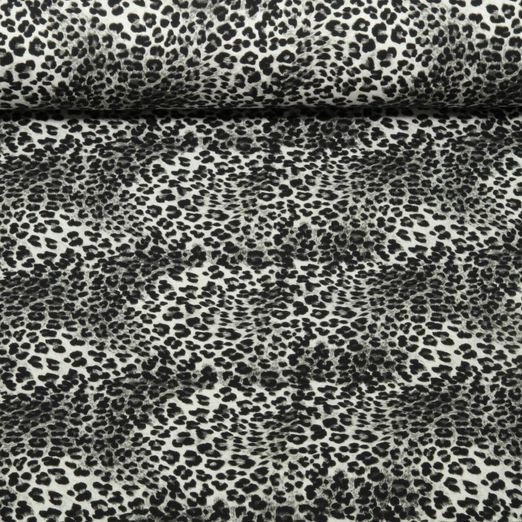 Sweat d'été - French Terry Imp. digi. Léopard Antracite