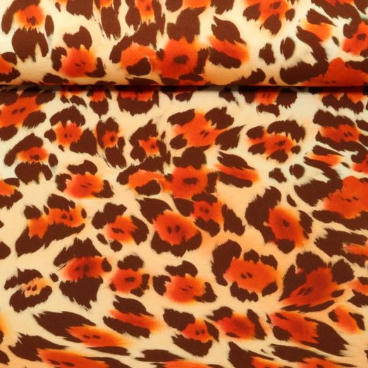 Sweat d'été - French Terry Imp. digi. Léopard Orange