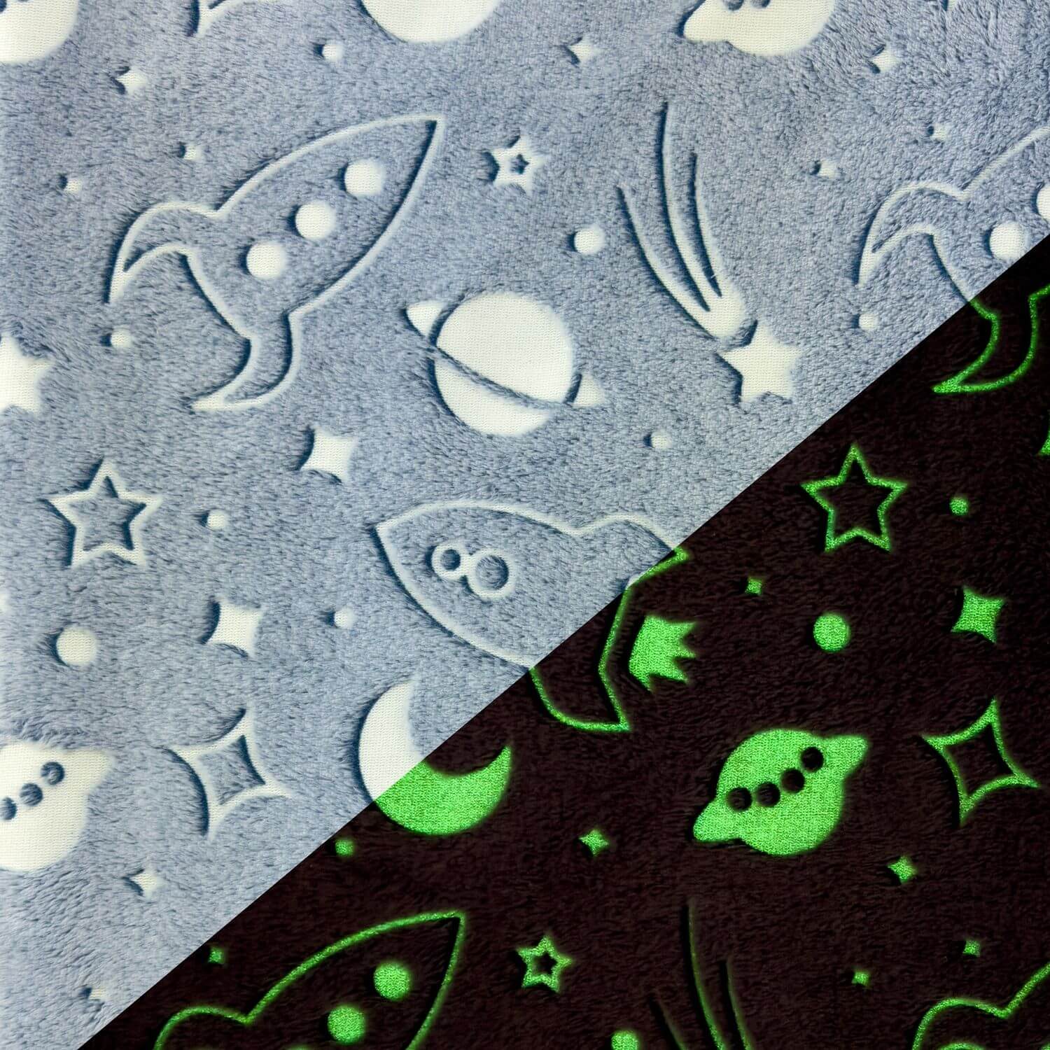 Wellness Fleece - Glow in the Dark Weltall Blau-1 Wellness Fleece - Glow in the Dark Weltall Blau-1