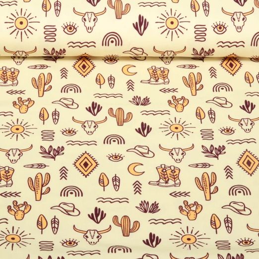 Bio Jersey - Hamburger Liebe Western Fairy Tales Yeehaw Ecru
