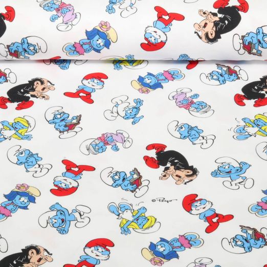 Jersey Impression digitale - Les Schtroumpfs Blanc