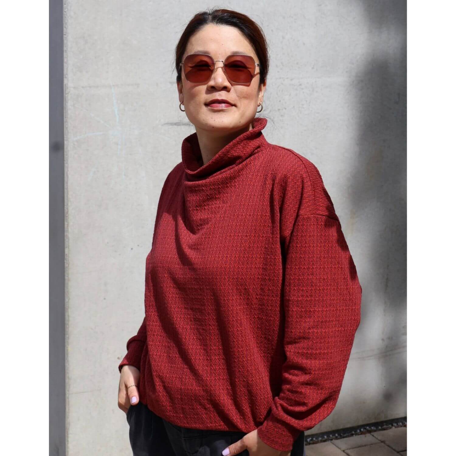 Bio Jacquard Jersey - Western Fairy Tales Field Knit Rot-1 Bio Jacquard Jersey - Western Fairy Tales Field Knit Rot-1
