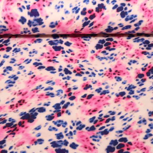 Sweat d'été - French Terry Imp. digi. Léopard abstrait Rose