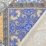 Popelina de viscose - Estampa digital patchwork azul Popelina de viscose - Estampa digital patchwork azul