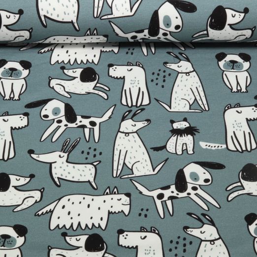 Sweat d'été - French Terry Imp. digi. Chiens et chats Bleu